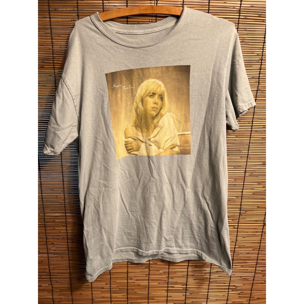 Billie Eilish Happier Than Ever Graphic T-Shirt Mens Medium Grey Blue 2021 Tour